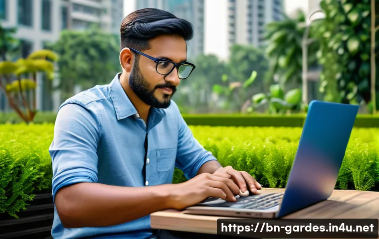 원예디자이너 연봉 트렌드 - A professional urban garden designer working outdoors in Dhaka city, wearing smart casual clothes an...